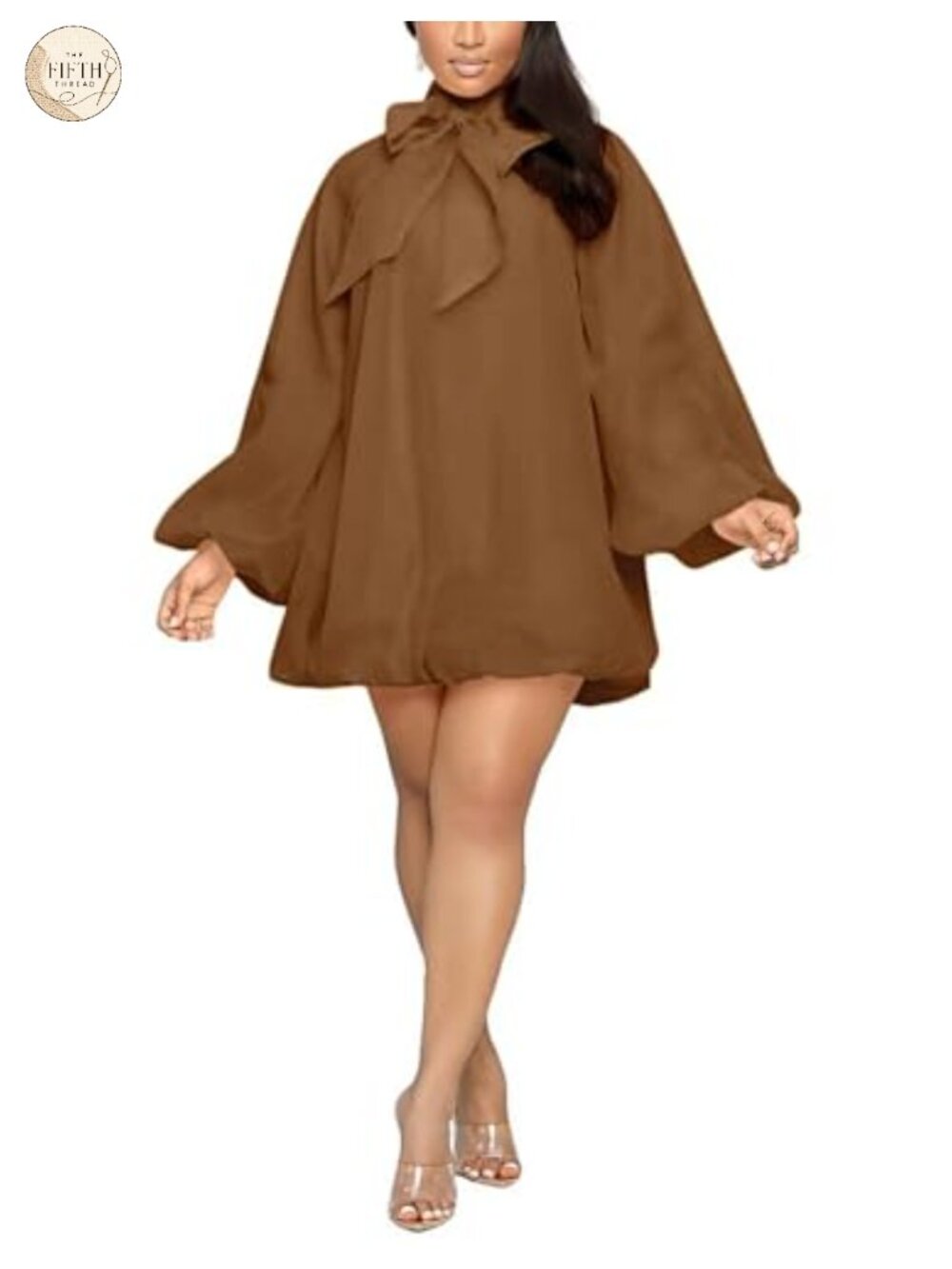 Loose Chiffon Mini Dress Puff Sleeve Cocktail Party